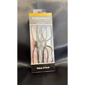 Essentials Foster Grant Value  3 Pack Reading Glasses +2.00 Pink Purple NWT